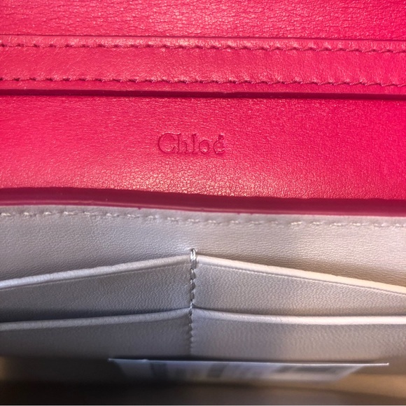 NEW $895 CHLOÉ Aby Long Leather Wallet on a Chain in Crimson Pink! - Picture 7 of 16